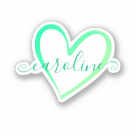 Adesivo Teal Ombre Calliografia Nome Calligráfico Coração