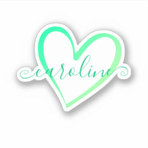 Adesivo Teal Ombre Calliografia Nome Calligráfico Coração