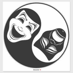 Adesivo Teatro Yin Yang Design - Máscaras de Comédia e Tra