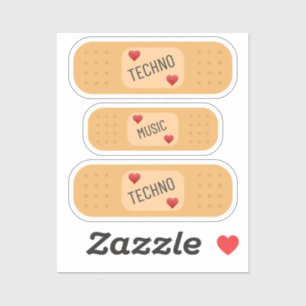 Adesivo Tecno Music Patch / bandaid, Techno cuida das feri