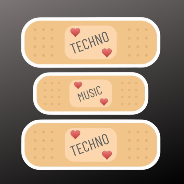 Adesivo Tecno Music Patch / bandaid, Techno cuida das feri (Criador carregado)