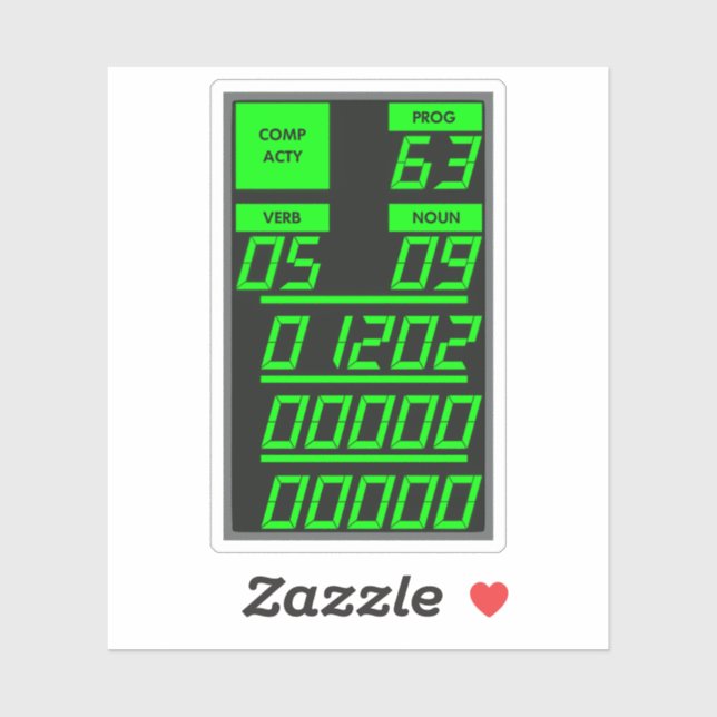 Adesivo Tela DSKY Apollo 11, Código de alarme 1202 (Folha)