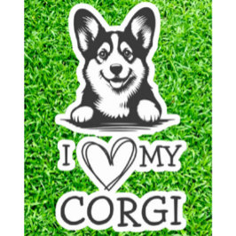 Adesivo Tema Corgi Black and White Heart