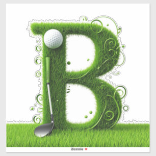 Adesivo Tema de Golfe com Letras de Grama, Bolas e Tacos