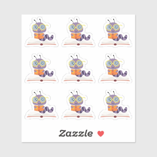 Adesivo Tema do Bookworm Roxo (Folha)