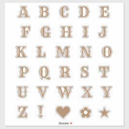 Adesivo Tema Ocidental castanho Letras alfabético Monogram
