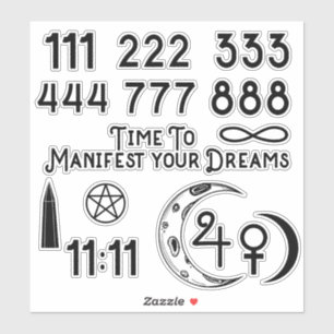 Adesivo Tempo para Manifestar Numerologia Números Sortudos