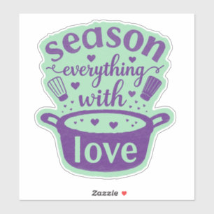Adesivo Tempore Tudo Com Amor Citação Parede da Cozinha