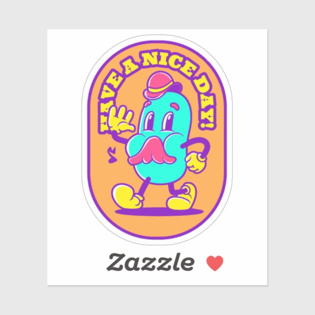 Adesivo Tenha Um Bom Dia - vinheta de vinilo (Folha)