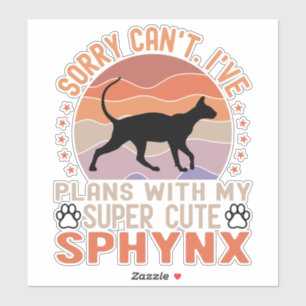 Adesivo Tenho planos com meu gato Sphynx