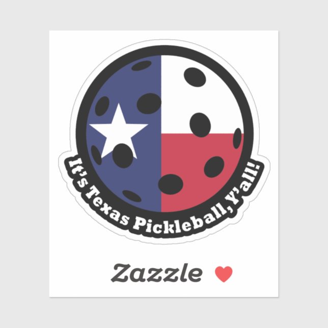 Adesivo Tênis de Pickleball do Texas (Folha)
