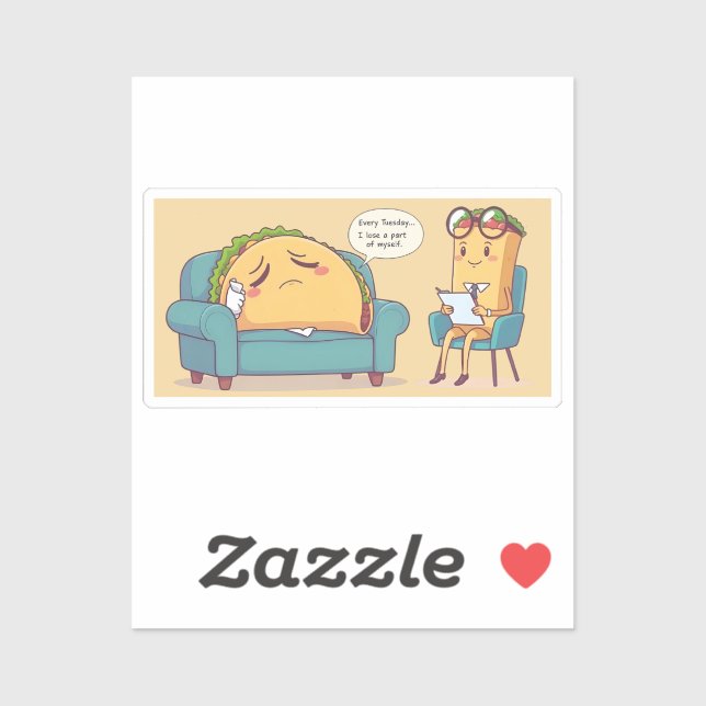 Adesivo Terapia do Taco Terapêutica - Arte Comida Engraçad (Folha)