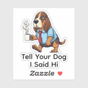 Adesivo Terno de Negócios Engraçado do Basset Hound Café