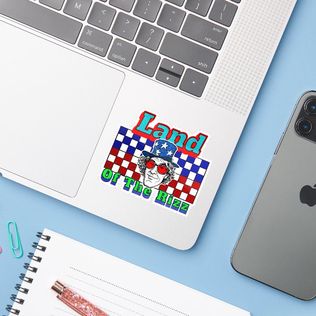 Adesivo Terra Do Rizz 4 De Julho (Notebook com iPhone)