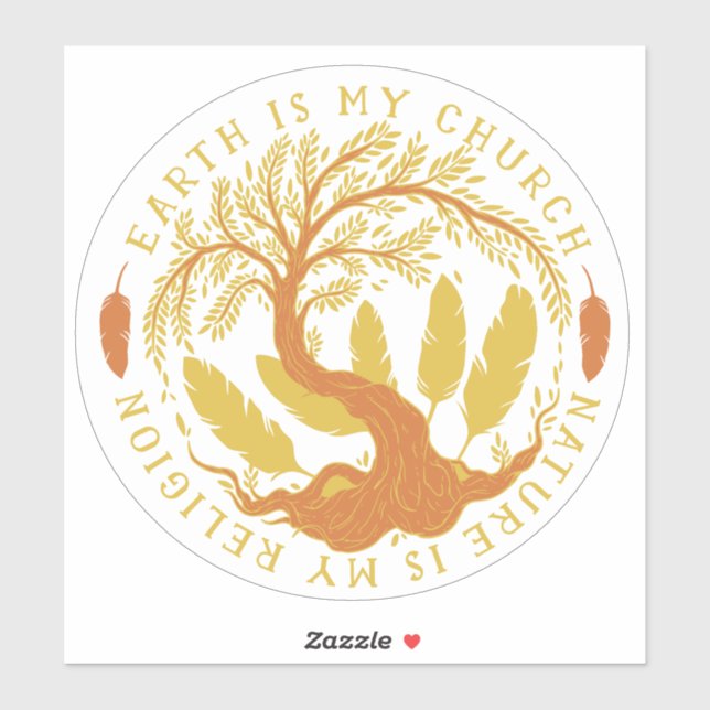 Adesivo Terra é Minha Igreja, Natureza é minha Religião (Folha)