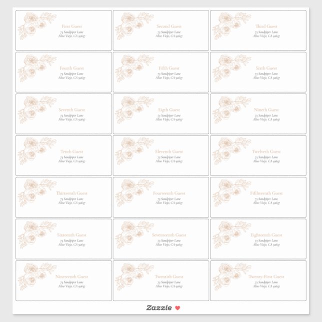 Adesivo Terracotta Floral Line Art Guest Endereço (Folha)