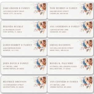 Adesivo Terracotta Marinho Azul Nome do Convidado Endereço