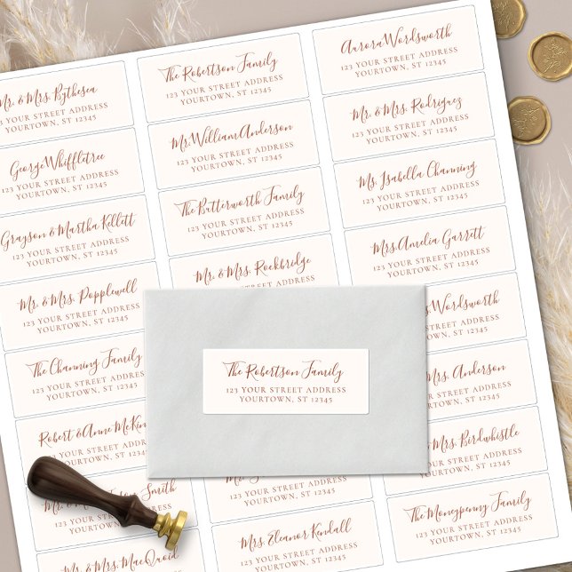 Adesivo Terracotta Script Wedding Guest Address Labels (Criador carregado)