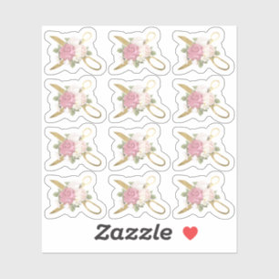 Adesivo Tesoura de costura Dourada e Rosas de Chique Plann