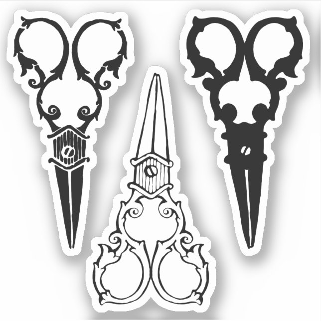 Adesivo Tesoura ornamentada antiga três pares (Frente)