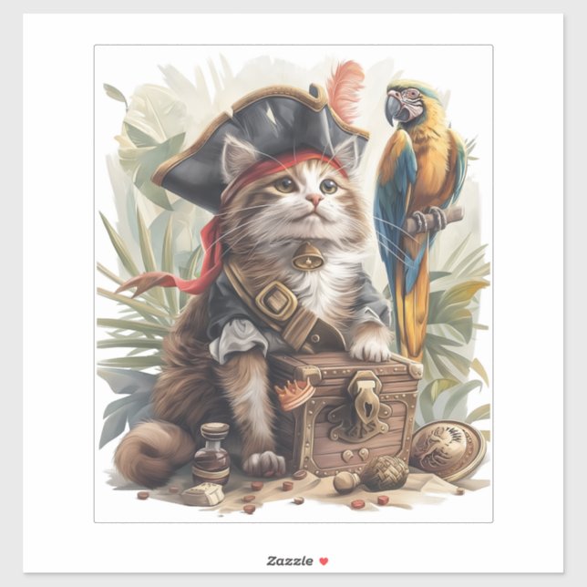 Adesivo Tesouro do Gato Pirata (Folha)