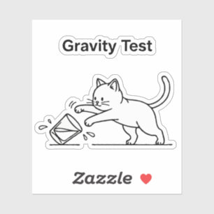 Adesivo Teste da Gravidade do Gato Engraçado Ciência Fof