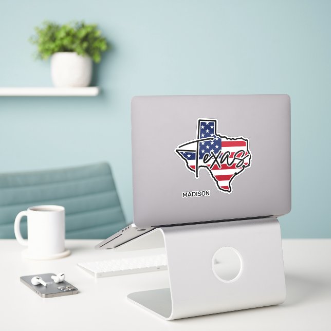 Adesivo Texas de nome personalizado (Laptop na mesa)