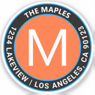 Adesivo Texto circular azul-alaranjado a negrito Transpa