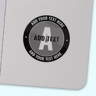 Adesivo Texto e Monograma Editáveis em Negrito   Cinza e 