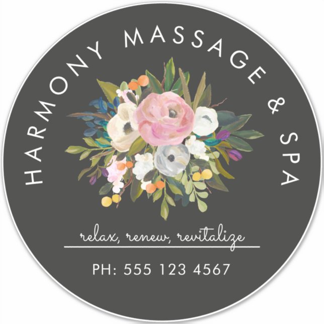 Adesivo Texto Floral Elegante Blisado Botânico Curvo | Pre (Frente)