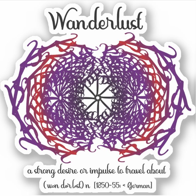 Adesivo Texto Gráfico Wanderlust Texto Mandala + Palavra S (Frente)