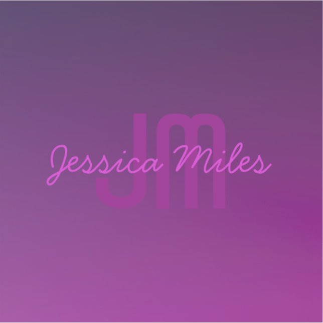 Adesivo Texto Monograma Editável Moderno e Ombre Roxo (Frente)