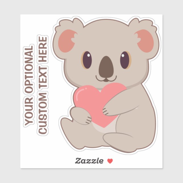 Adesivo Texto Personalizado Amor Koala (Folha)