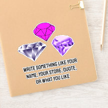 Texto personalizado ao lado de pedras de diamante