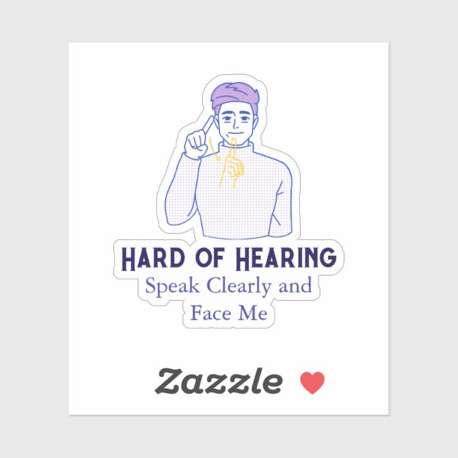 Adesivo Texto personalizado com símbolo de Duro de audição (Folha)