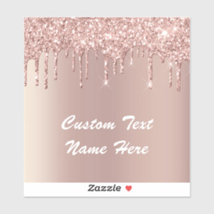 Adesivo Texto Personalizado da rosa Dourado Glitter Seu No