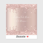 Adesivo Texto Personalizado das Unidades de Miniatura da L<br><div class="desc">Rosa Dourado Blush Glitter Sparkle Drips Texto rosa Cor-de-rosa Personalizado Moderno - Adicionar seu Texto Único ou Remover Texto - Fazer seu Presente Especial - Redimensionar e mover ou remover e adicionar texto / elementos com ferramenta de personalização. Design por MIGNED. Por favor, veja meus outros projetos. Você também pode...</div>