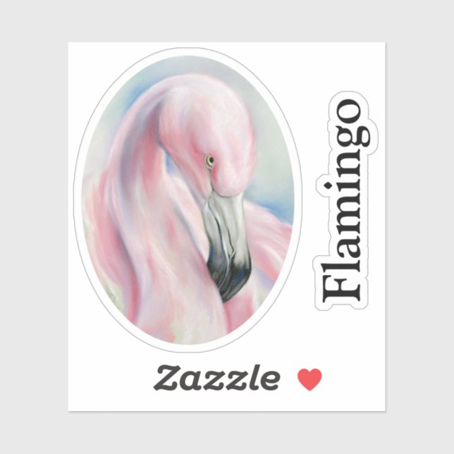 Adesivo Texto Personalizado de Arte de Pastel Flamingo Ros (Folha)
