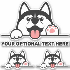 Adesivo Texto personalizado de Cute Siberian Husky