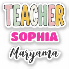 Adesivo Texto Personalizado de Professor + Nome Fofo | Col