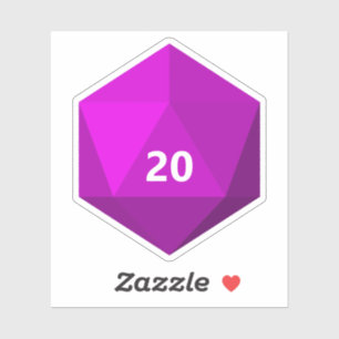 Adesivo Texto personalizado die D20 Modelo magenta