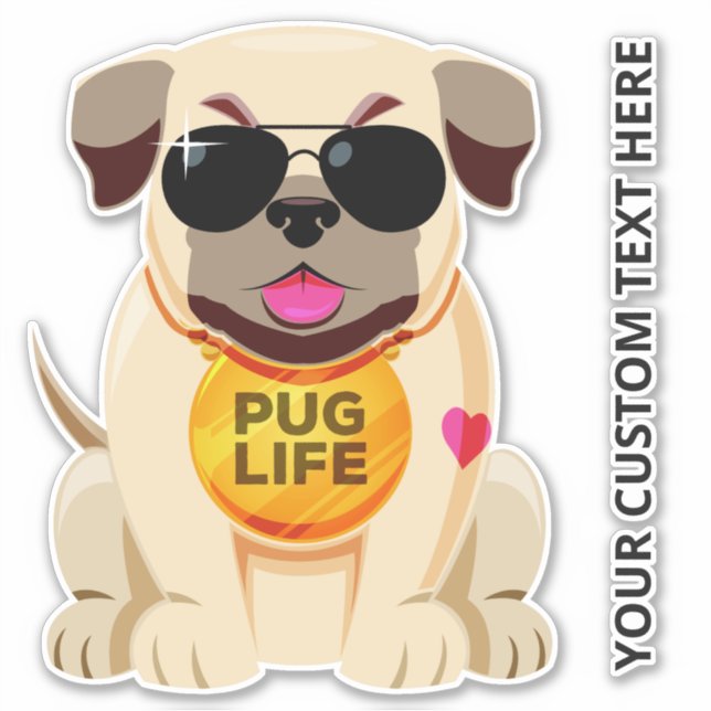 Adesivo Texto personalizado Pug Life sticker (Frente)