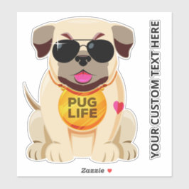 Adesivo Texto personalizado Pug Life sticker