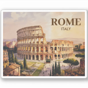 Adesivo Texto Personalizado Roma Itália Coliseu Aquarela R