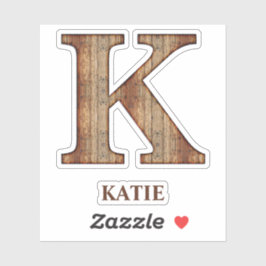 Adesivo Textura de madeira alfabética com o nome personali