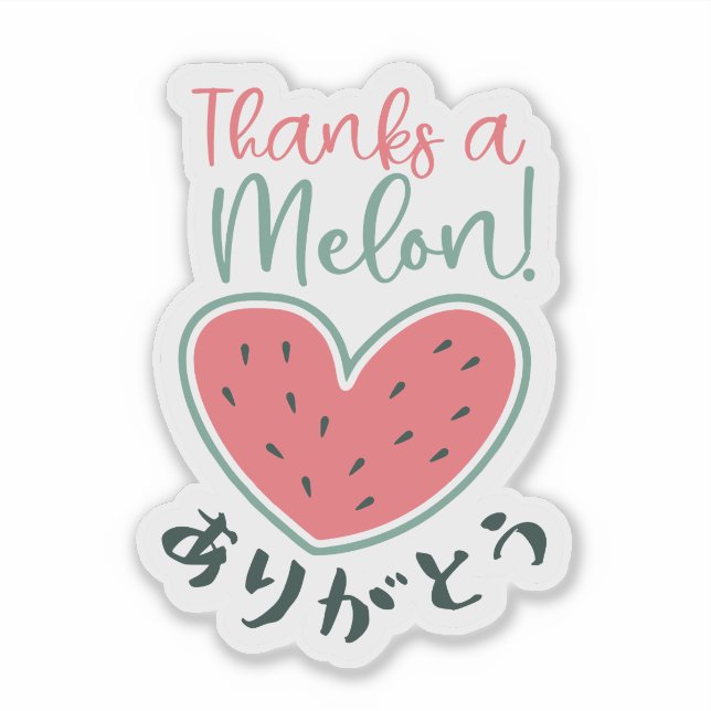 Adesivo Thanks a Melon Kawaii Heart Watermelon Japanese (Frente)
