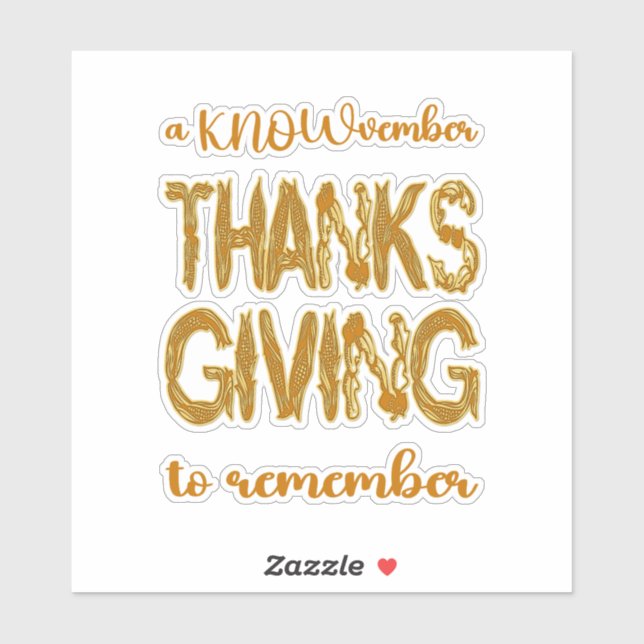 Adesivo Thanksgiving | A KNOWvember To Remember (Folha)