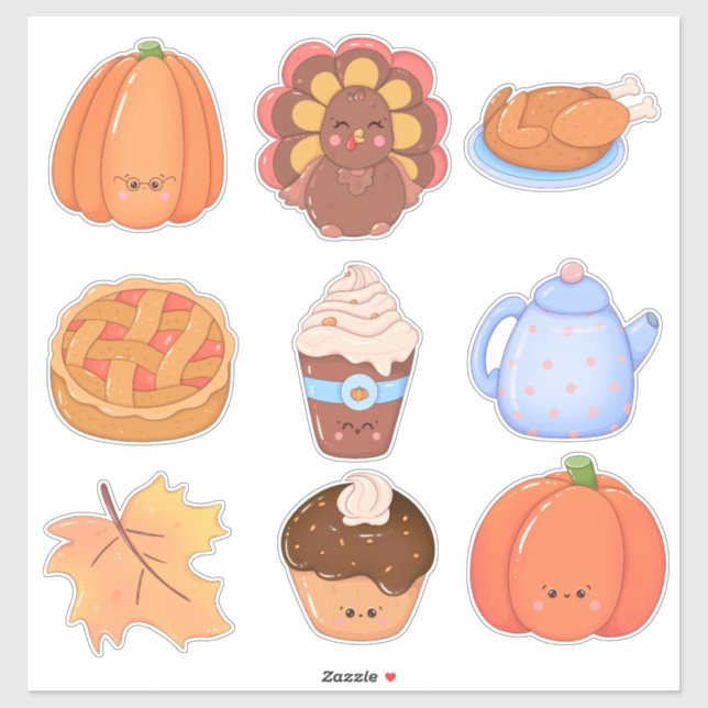 Adesivo Thanksgiving Clipart Sticker Sheet (Folha)