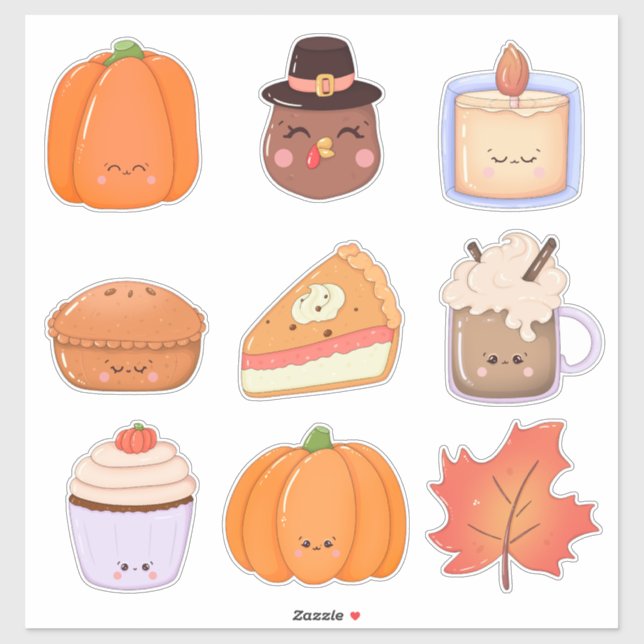 Adesivo Thanksgiving Clipart Sticker Sheet (Folha)