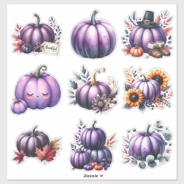 Adesivo Thanksgiving Purple Pumpkin Sticker Sheet (Folha)